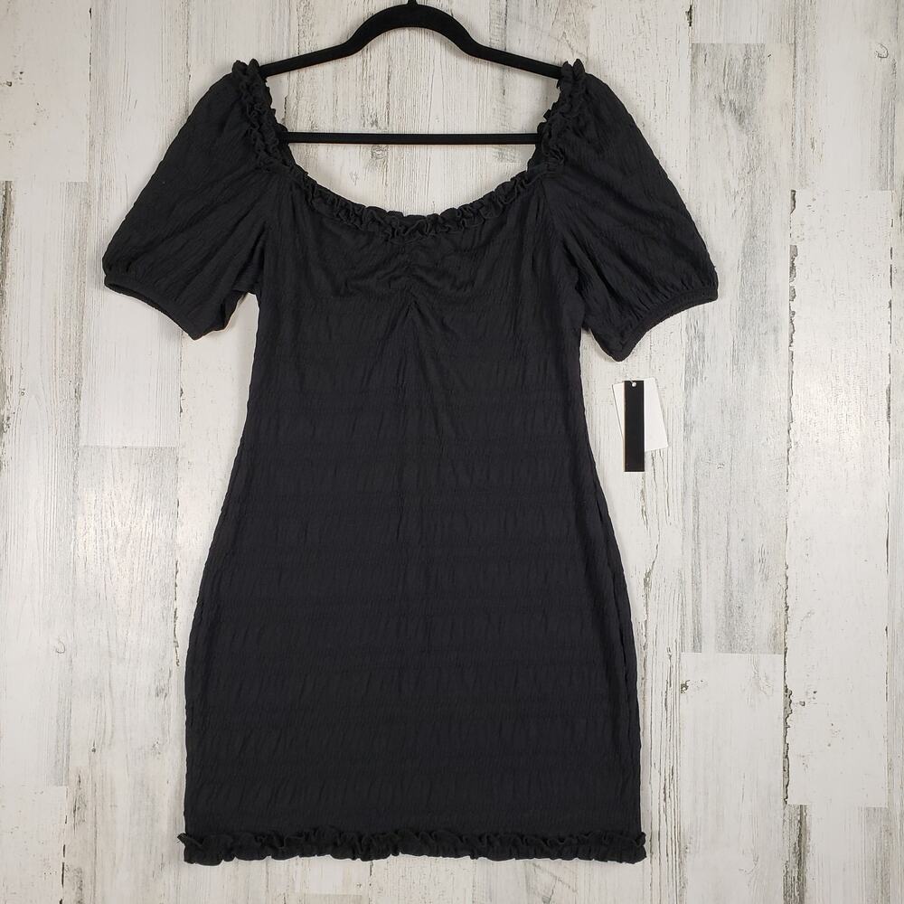 NWT Speechless Black Pucker Sweetheart Knit Short Sleeve Dress Women's Medium